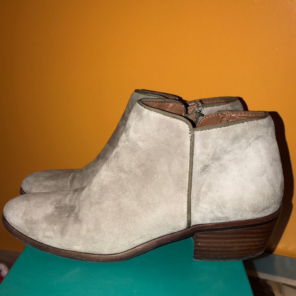 Sam Edelman Suede Taupe Low Ankle Boots Size 6